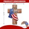 Memorial Day 4th of July Cross Christian Front Door Sign, Patriotic America Religious Faith Family Freedom Wooden Door Hanger Outdoor Porch Decor, American USA Wreath Wall Hanging Decoration